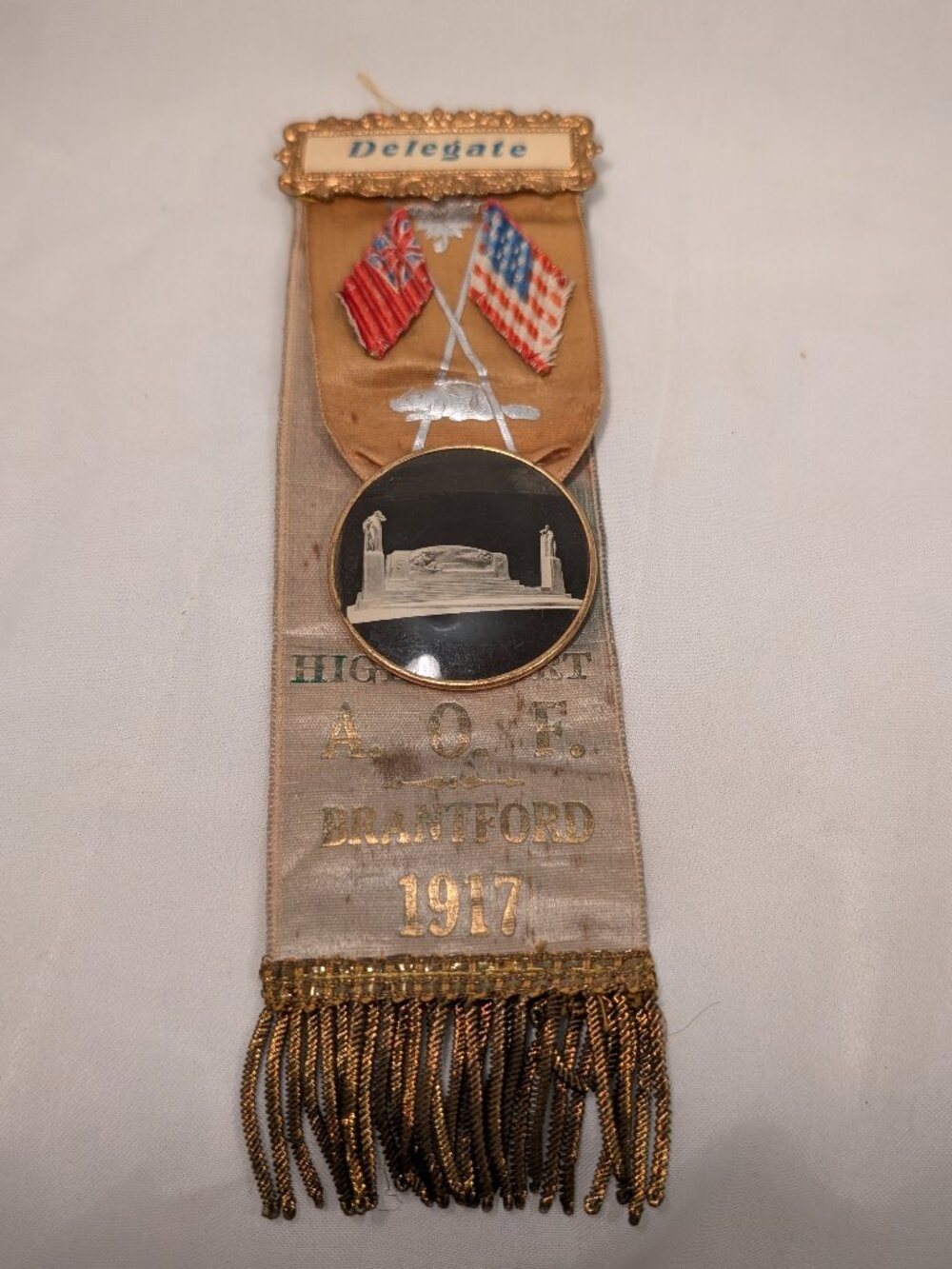 Ancient Order Of Foresters (AOF) 1917 Delegate Ribbon Badge Conference 1917 US